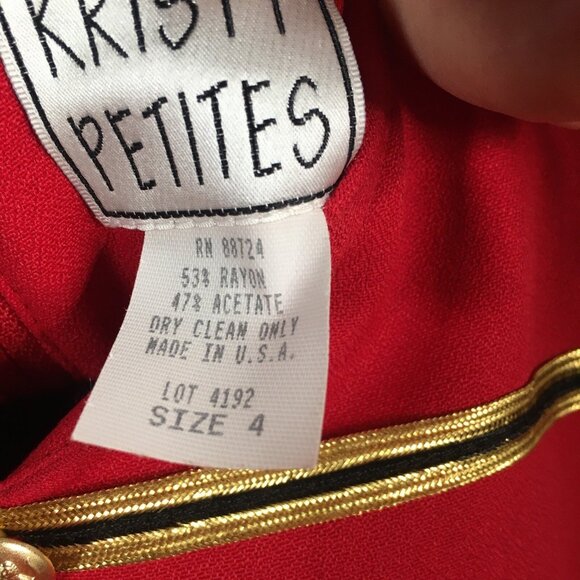 Vintage Kristy Petites Dress Womens 4P Red Gold Military Nutcracker Soldier - Picture 8 of 16